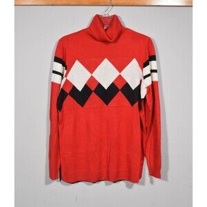 NWT Lane Bryant Red Argyle Diamond Turtleneck Pullover Sweater Sz 10/12